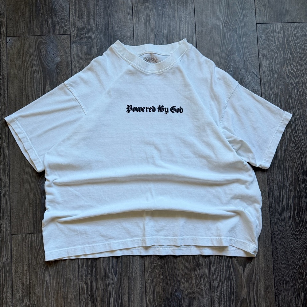 White "Powered By God" Short Sleeve T-Shirt